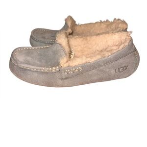 UGG‎ Ansley Suede Shearling Moccasin Slippers Gray Size 6